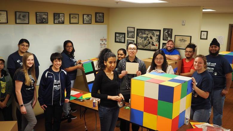 Group of students volunteering at Red Cross